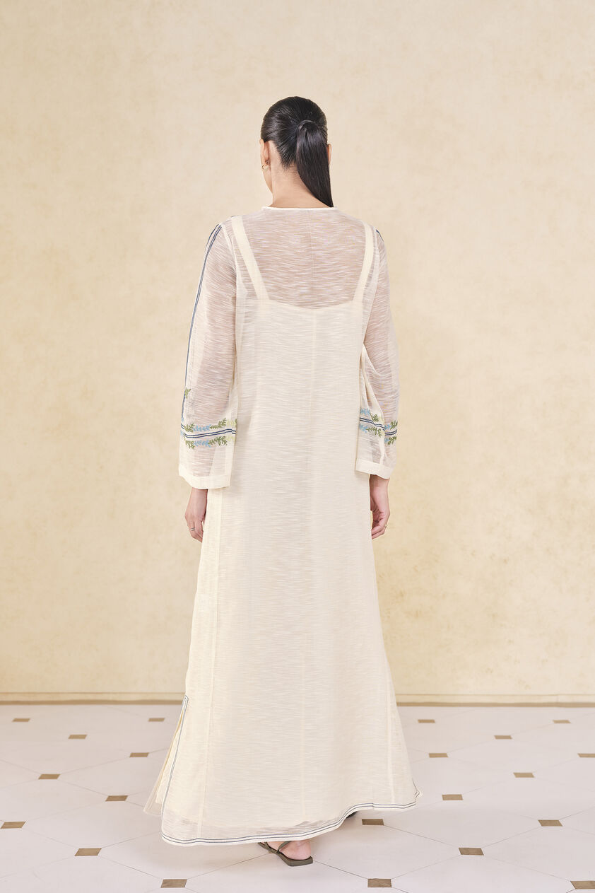 Ebonique Hand-embroidered SEWA Mul Kaftan - Ivory, Ivory, image 2